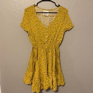 Women Dress Yellow Floral Print Size L